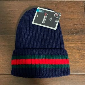 Beanie ribbed knit striped hat